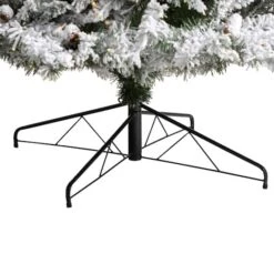 10ft. Pre-Lit Flocked White River Mountain Pine Artificial Christmas Tree, Clear LED Lights -Northlight Shop D478933S 6