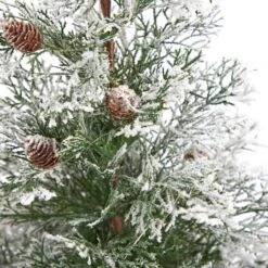 2ft. Pre-Lit Frosted Artificial Christmas Tree In Decorative Planter, Clear Lights 18 2ft. Pre-Lit Frosted Artificial Christmas Tree In Decorative Planter, Clear Lights -Northlight Shop D478947S 5