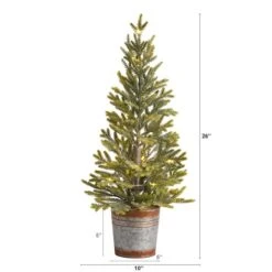 2ft. Pre-Lit Pine Artificial Christmas Tree In Rustic Metal Planter, Warm White Lights -Northlight Shop D478948S 2