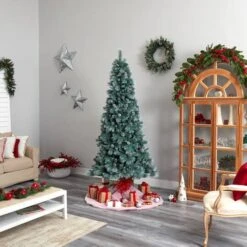 8ft. Pre-Lit Frosted British Columbia Mountain Pine Artificial Christmas Tree, Clear Lights 23 8ft. Pre-Lit Frosted British Columbia Mountain Pine Artificial Christmas Tree, Clear Lights -Northlight Shop D478950S 10