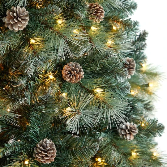 8ft. Pre-Lit Frosted British Columbia Mountain Pine Artificial Christmas Tree, Clear Lights 5 8ft. Pre-Lit Frosted British Columbia Mountain Pine Artificial Christmas Tree, Clear Lights - Image 3