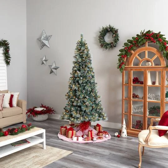 8ft. Pre-Lit Frosted British Columbia Mountain Pine Artificial Christmas Tree, Clear Lights 12 8ft. Pre-Lit Frosted British Columbia Mountain Pine Artificial Christmas Tree, Clear Lights - Image 10