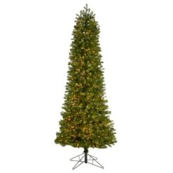 8.5ft. Pre-Lit Slim Colorado Mountain Spruce Artificial Christmas Tree, Multifunction White Micro LED Lights -Northlight Shop D478961S 1 1