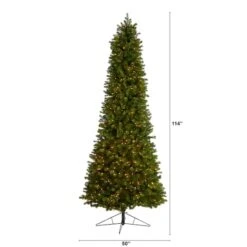 9.5ft. Pre-Lit Slim Colorado Mountain Spruce Artificial Christmas Tree, Multifunction White Micro LED Lights 15 9.5ft. Pre-Lit Slim Colorado Mountain Spruce Artificial Christmas Tree, Multifunction White Micro LED Lights -Northlight Shop D478962S 2