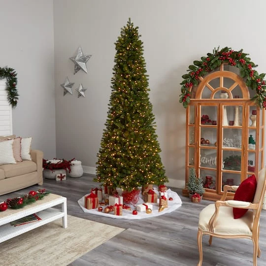 9.5ft. Pre-Lit Slim Colorado Mountain Spruce Artificial Christmas Tree, Multifunction White Micro LED Lights 12 9.5ft. Pre-Lit Slim Colorado Mountain Spruce Artificial Christmas Tree, Multifunction White Micro LED Lights - Image 10