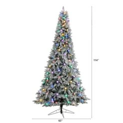 9.5ft. Pre-Lit Flocked British Columbia Mountain Fir Artificial Christmas Tree, Multicolor Globe Bulbs 17 9.5ft. Pre-Lit Flocked British Columbia Mountain Fir Artificial Christmas Tree, Multicolor Globe Bulbs -Northlight Shop D478966S 2