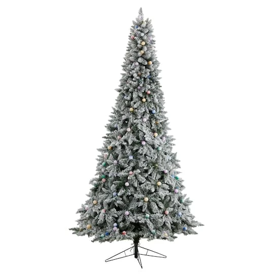 9.5ft. Pre-Lit Flocked British Columbia Mountain Fir Artificial Christmas Tree, Multicolor Globe Bulbs 8 9.5ft. Pre-Lit Flocked British Columbia Mountain Fir Artificial Christmas Tree, Multicolor Globe Bulbs - Image 6
