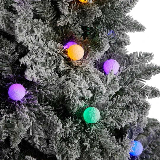 9.5ft. Pre-Lit Flocked British Columbia Mountain Fir Artificial Christmas Tree, Multicolor Globe Bulbs 6 9.5ft. Pre-Lit Flocked British Columbia Mountain Fir Artificial Christmas Tree, Multicolor Globe Bulbs - Image 4