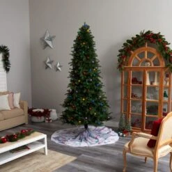 8.5ft. Pre-Lit Montana Mountain Fir Artificial Christmas Tree, Multicolor LED Lights & Globe Bulbs -Northlight Shop D478967S 10