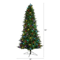 8.5ft. Pre-Lit Montana Mountain Fir Artificial Christmas Tree, Multicolor LED Lights & Globe Bulbs -Northlight Shop D478967S 2
