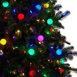 8.5ft. Pre-Lit Montana Mountain Fir Artificial Christmas Tree, Multicolor LED Lights & Globe Bulbs -Northlight Shop D478967S 4