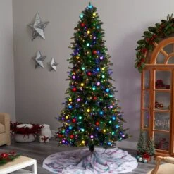8.5ft. Pre-Lit Montana Mountain Fir Artificial Christmas Tree, Multicolor LED Lights & Globe Bulbs -Northlight Shop D478967S 7