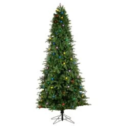 9.5ft. Pre-Lit Montana Mountain Fir Artificial Christmas Tree, Multicolor LED Lights & Globe Bulbs -Northlight Shop D478968S 3