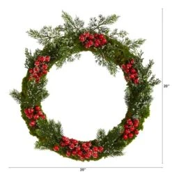 20" Iced Pine & Berries Christmas Wreath -Northlight Shop D478972S 2