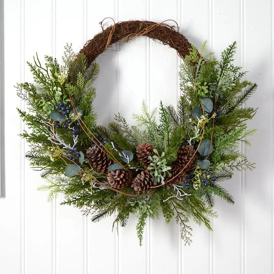 30" Pine & Pinecone Christmas Wreath On Twig Ring 6 30" Pine & Pinecone Christmas Wreath On Twig Ring - Image 4