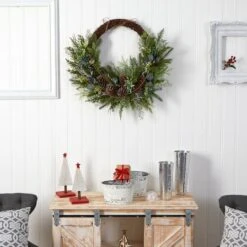 30" Pine & Pinecone Christmas Wreath On Twig Ring 11 30" Pine & Pinecone Christmas Wreath On Twig Ring -Northlight Shop D478977S 4