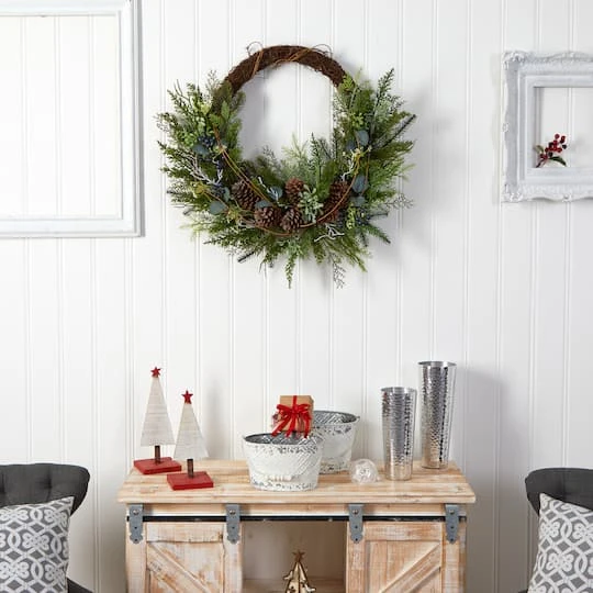 30" Pine & Pinecone Christmas Wreath On Twig Ring 7 30" Pine & Pinecone Christmas Wreath On Twig Ring - Image 5