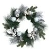 24" Pinecones & Berries Christmas Wreath With Silver Ornaments