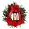 28" Poinsettia & Berry Holiday Lantern Christmas Wreath With LED Candle 2 28" Poinsettia & Berry Holiday Lantern Christmas Wreath With LED Candle -Northlight Shop D478985S 1