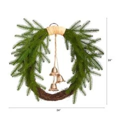 24" Holiday Christmas Pine And Hanging Bells Wreath 9 24" Holiday Christmas Pine And Hanging Bells Wreath -Northlight Shop D478988S 2