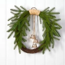 24" Holiday Christmas Pine And Hanging Bells Wreath 10 24" Holiday Christmas Pine And Hanging Bells Wreath -Northlight Shop D478988S 3