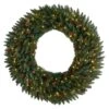 4ft. Clear LED Lights Flocked Artificial Christmas Wreath With Pinecones & Berries