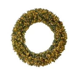 6ft. Clear LED Lights Flocked Artificial Christmas Wreath With Pinecones