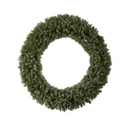 6ft. Clear LED Lights Flocked Artificial Christmas Wreath With Pinecones -Northlight Shop D478996S 3