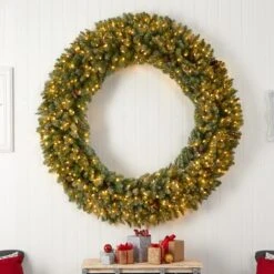 6ft. Clear LED Lights Flocked Artificial Christmas Wreath With Pinecones -Northlight Shop D478996S 4