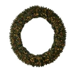 6ft. Clear LED Lights Flocked Artificial Christmas Wreath With Pinecones & Berries -Northlight Shop D478998S 1 1