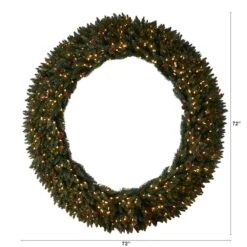 6ft. Clear LED Lights Flocked Artificial Christmas Wreath With Pinecones & Berries -Northlight Shop D478998S 2