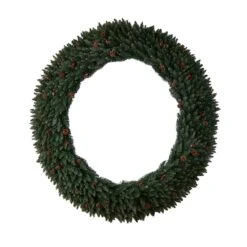 6ft. Clear LED Lights Flocked Artificial Christmas Wreath With Pinecones & Berries -Northlight Shop D478998S 3