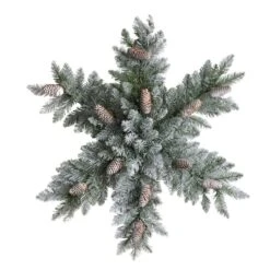 30" Pre-Lit Flocked Snowflake Artificial Dunhill Fir Wreath With Pinecones 13 30" Pre-Lit Flocked Snowflake Artificial Dunhill Fir Wreath With Pinecones -Northlight Shop D478999S 3