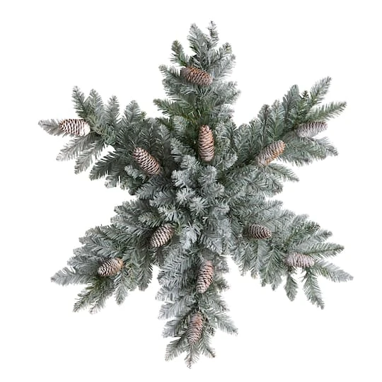 30" Pre-Lit Flocked Snowflake Artificial Dunhill Fir Wreath With Pinecones 6 30" Pre-Lit Flocked Snowflake Artificial Dunhill Fir Wreath With Pinecones - Image 4