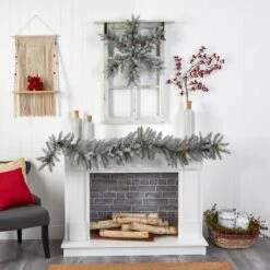 30" Pre-Lit Flocked Snowflake Artificial Dunhill Fir Wreath With Pinecones 17 30" Pre-Lit Flocked Snowflake Artificial Dunhill Fir Wreath With Pinecones -Northlight Shop D478999S 7