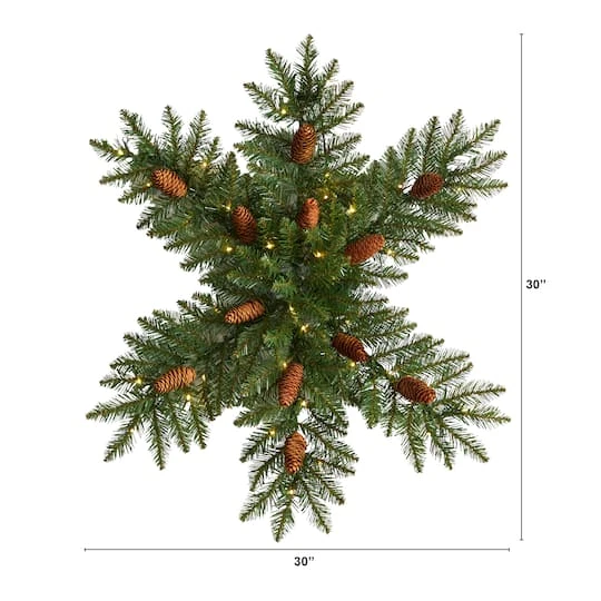 30" Pre-Lit Snowflake Artificial Dunhill Fir Wreath With Pinecones 5 30" Pre-Lit Snowflake Artificial Dunhill Fir Wreath With Pinecones - Image 3