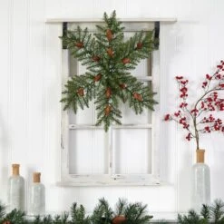 30" Pre-Lit Snowflake Artificial Dunhill Fir Wreath With Pinecones 13 30" Pre-Lit Snowflake Artificial Dunhill Fir Wreath With Pinecones -Northlight Shop D479001S 5