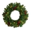 20" White LED Lights Frosted Pine Artificial Christmas Wreath With Pinecones & Berries 1 20" White LED Lights Frosted Pine Artificial Christmas Wreath With Pinecones & Berries -Northlight Shop D479007S 1