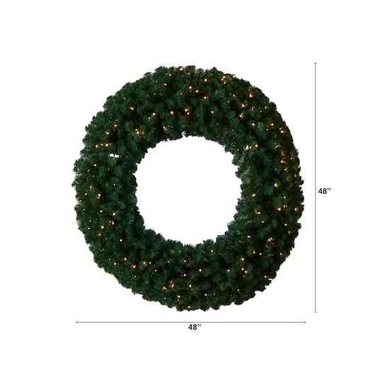 48" White LED Lights Artificial Christmas Wreath 5 48" White LED Lights Artificial Christmas Wreath - Image 3