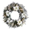 24" White LED Lights Flocked Poinsettia & Pine Artificial Christmas Wreath 2 24" White LED Lights Flocked Poinsettia & Pine Artificial Christmas Wreath -Northlight Shop D479011S 1
