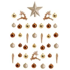 40ct. Gold Shatterproof Lux Christmas Ornament Set -Northlight Shop D479035S 1 1
