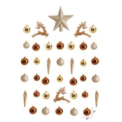 40ct. Gold Shatterproof Lux Christmas Ornament Set -Northlight Shop D479035S 2