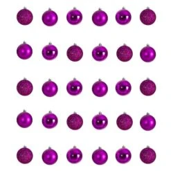 30ct. 2.5" Pink Shatterproof Christmas Ornaments -Northlight Shop D479038S 1 1