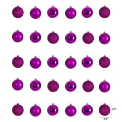 30ct. 2.5" Pink Shatterproof Christmas Ornaments -Northlight Shop D479038S 2