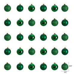 30ct. 2.5" Green Shatterproof Christmas Ornaments -Northlight Shop D479039S 2