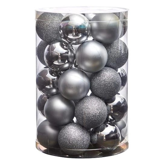 30ct. 2.5" Silver Shatterproof Christmas Ornaments 6 30ct. 2.5" Silver Shatterproof Christmas Ornaments - Image 4
