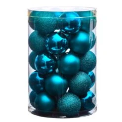 30ct. 2.5" Teal Shatterproof Christmas Ornaments -Northlight Shop D479043S 3