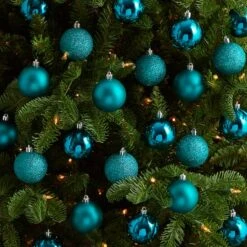 30ct. 2.5" Teal Shatterproof Christmas Ornaments -Northlight Shop D479043S 4