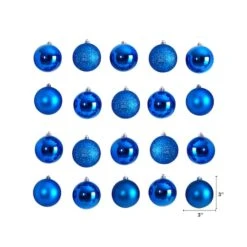 20ct. 3" Blue Shatterproof Christmas Ornaments -Northlight Shop D479044S 2