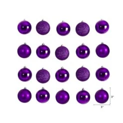 20ct. 3" Purple Shatterproof Christmas Ornaments 9 20ct. 3" Purple Shatterproof Christmas Ornaments -Northlight Shop D479048S 2